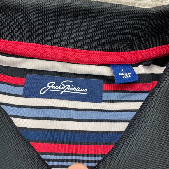 Jack Nicklaus Golf Shirt Men Large L Multicolored Stripes Black Red Blue White - Picture 3 of 9